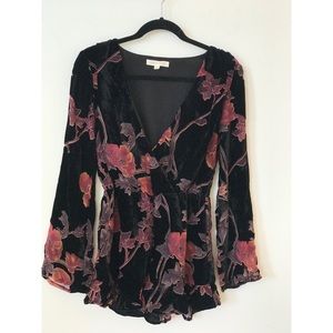 •VELVET• black floral romper